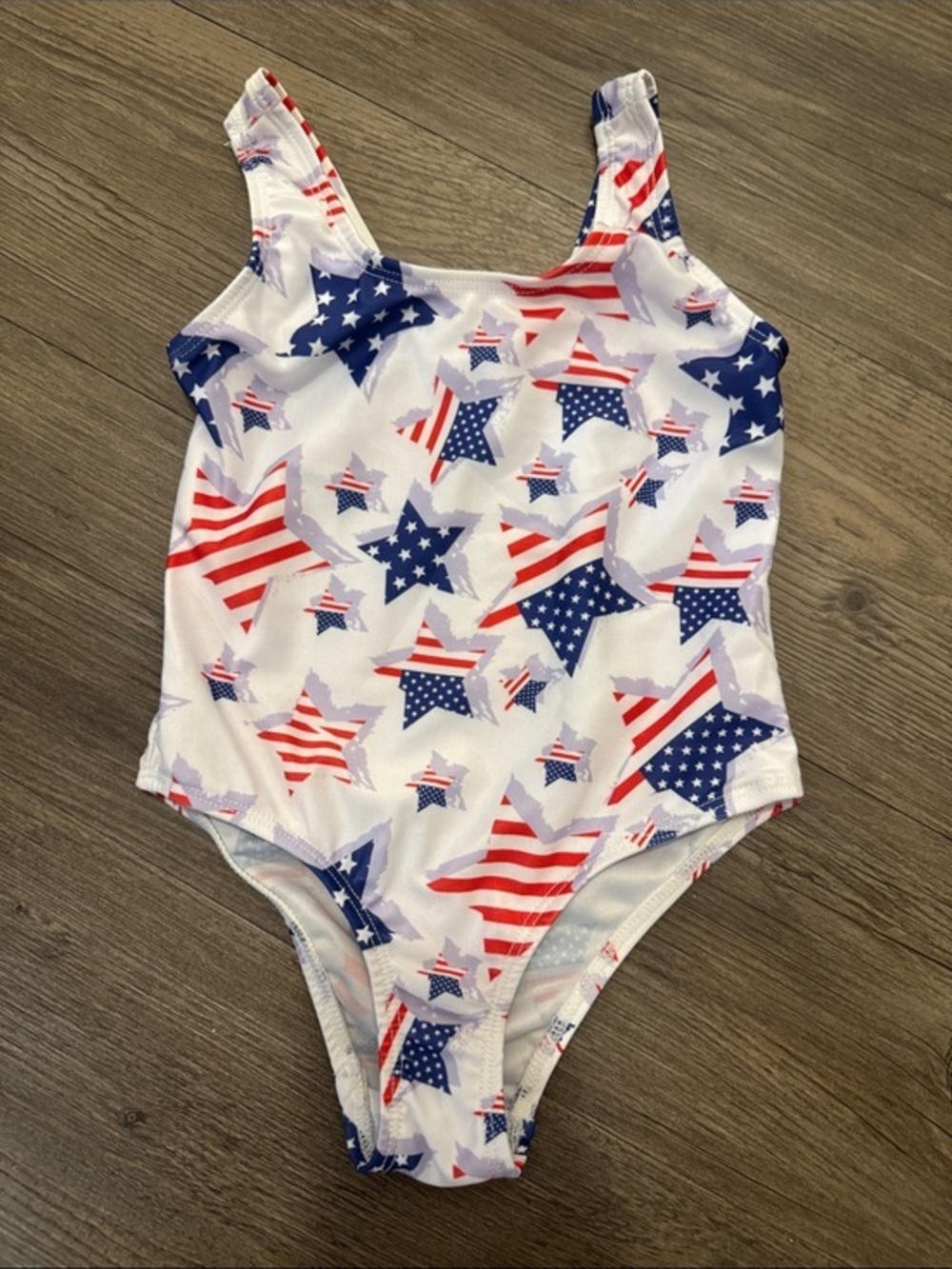 🆕 Kids Patriotic Star One-Piece Swimsuit - White, Red & Blue. 3t/4t. NWOT!🇺🇸